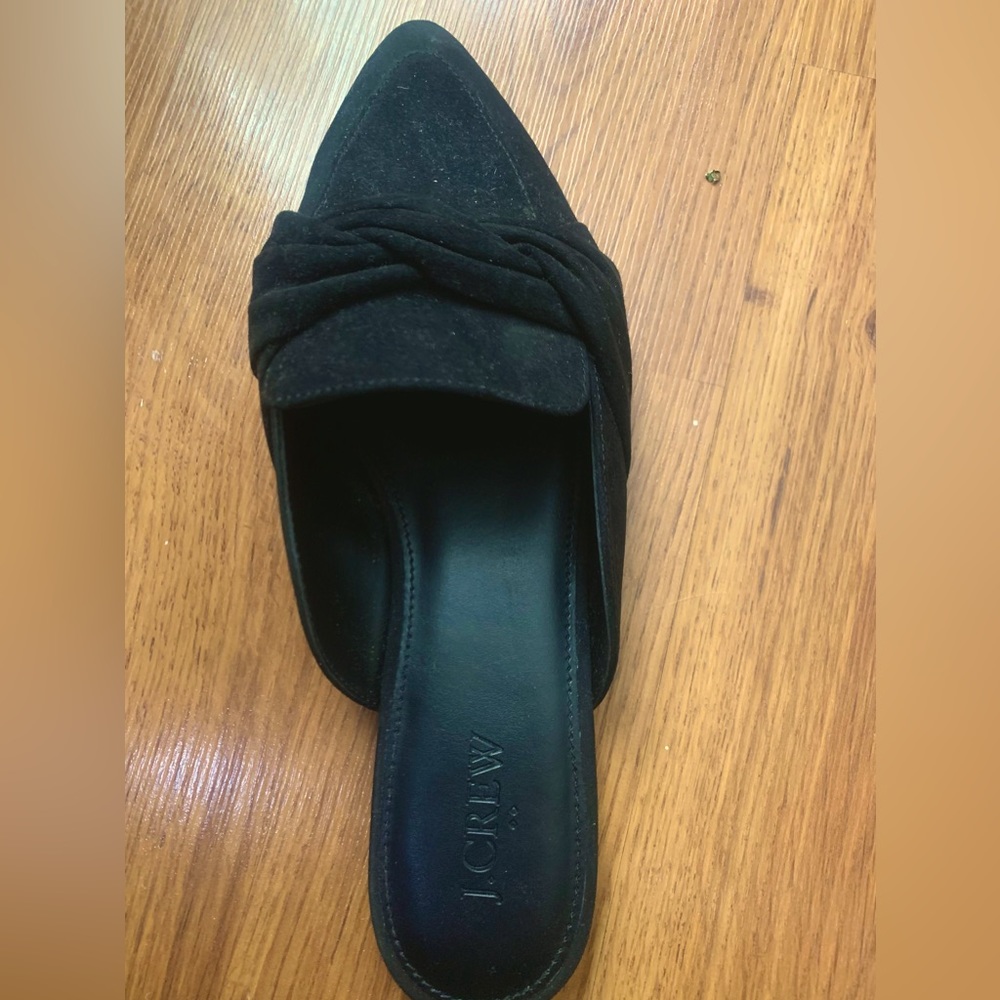 JCrew, BRAND NEW, never won, suede, pointed toe slides. Size 8.